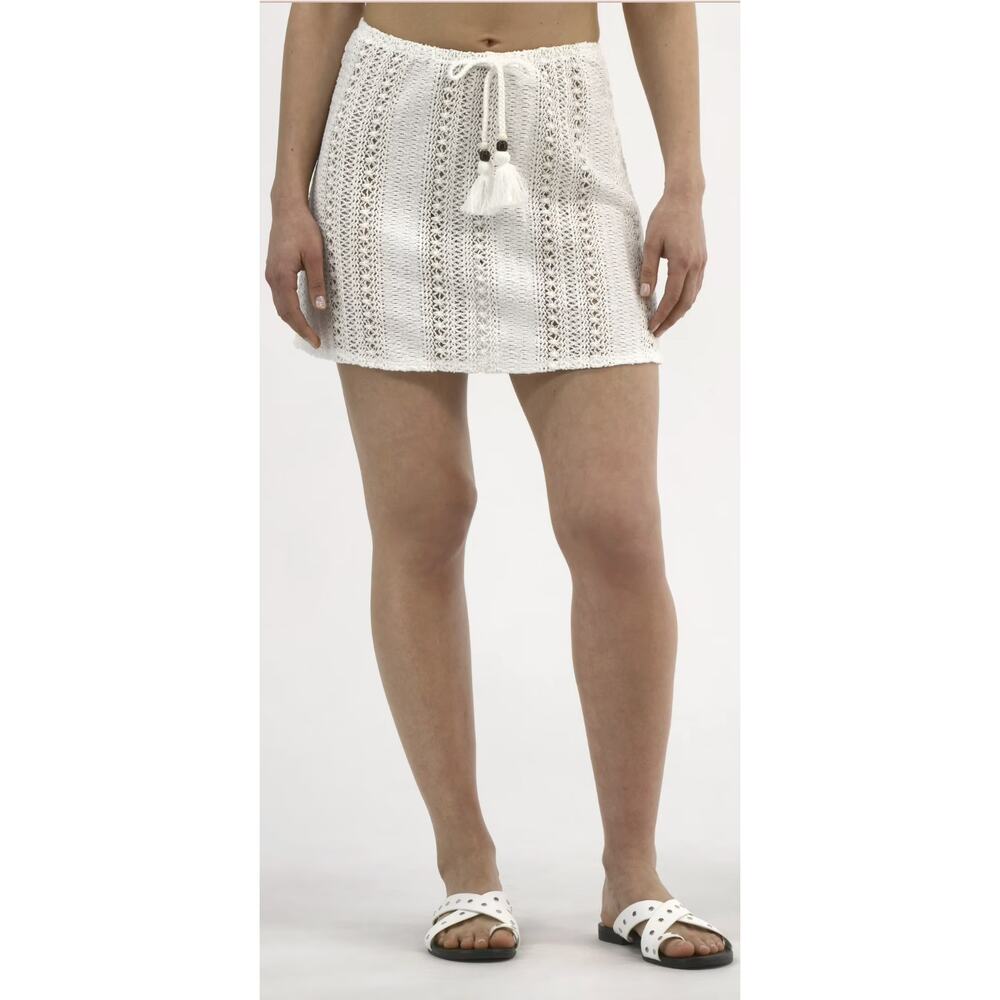 No Boundaries Women's Crochet Mini Skirt Summer Coverup White Size XXS NWT